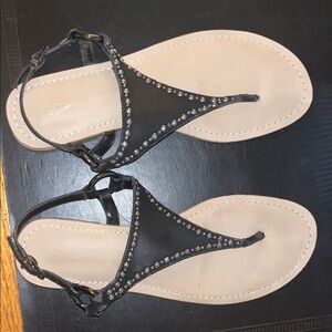 Simply Vera Vera Wang Black Studded T-Strap Sandals